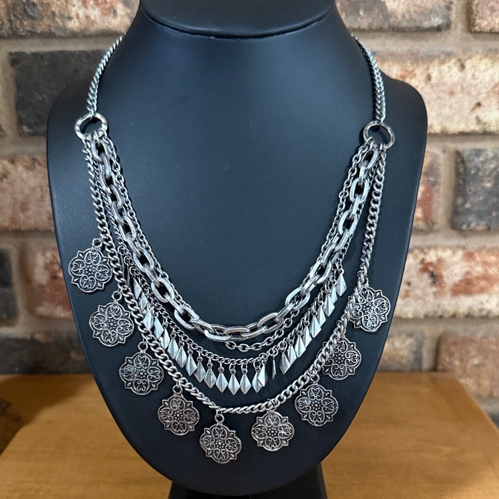 Vintage Gypsy 4 layer tired chain and charm necklace
